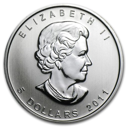 2011年 (新品) カナダ「メイプルリーフ」純銀 1オンス 銀貨 - 画像 (2)