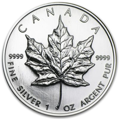 1998年 (新品) カナダ「メイプルリーフ」純銀 1オンス 銀貨