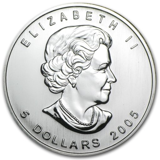 2005年 (新品) カナダ「メイプルリーフ」純銀 1オンス 銀貨 - 画像 (2)