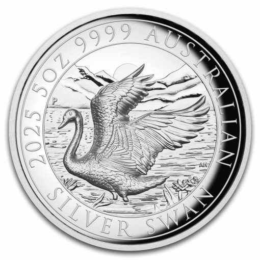 2025年 (新品) オーストラリア「白鳥・ハクチョウ・スワン」純銀 5オンス ハイリリーフ プルーフ 銀貨 - 画像 (2)