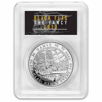 2023 (New) Tuvalu Black Flag The Fancy Silver 1 oz Coin PCGS MS70 (FirstStrike)