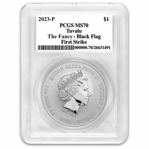 2023 (New) Tuvalu Black Flag The Fancy Silver 1 oz Coin PCGS MS70 (FirstStrike) - Image 2