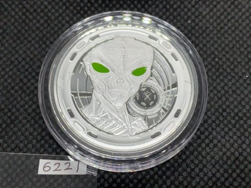 2022 (New) Ghana Alien Pure Silver 1 oz Proof Coin #6221 - Image 2