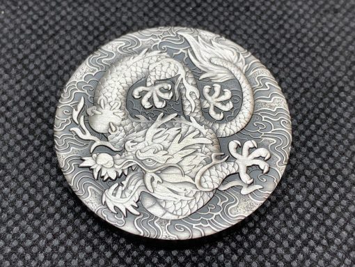 2022年 (新品) オーストラリア「龍・ドラゴン」純銀 2オンス アンティーク 銀貨 #6567 - 画像 (3)