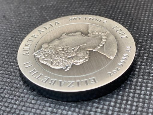 2022年 (新品) オーストラリア「龍・ドラゴン」純銀 2オンス アンティーク 銀貨 #6567 - 画像 (8)